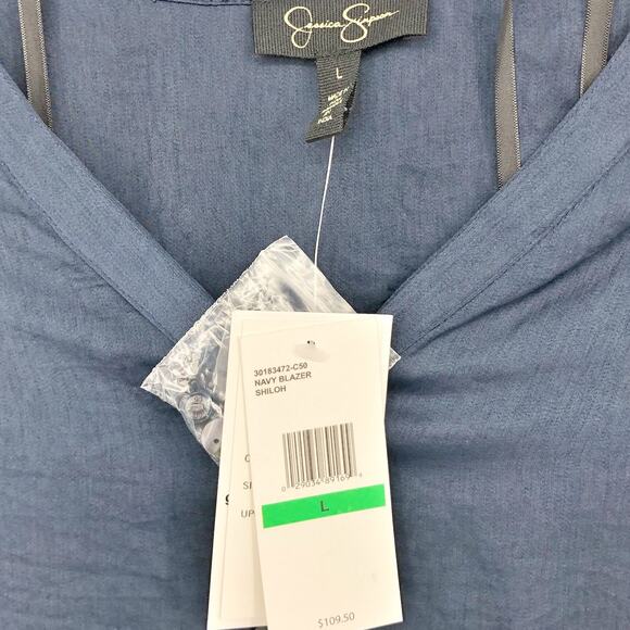 JESSICA SIMPSON Women's Shiloh Shirt Dress L Navy Blue Long Sleeve V Neck NWT - Picture 10 of 12